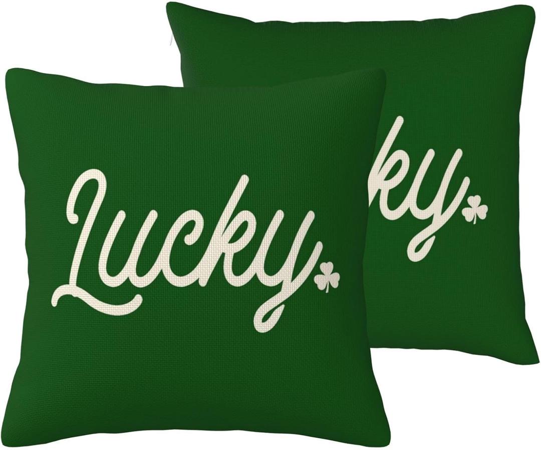 Spring Clover Pillow Covers St. Patricks Day Holiday Decorative Throw Pillows Covers 18x18 Inch Set of 2 Spring Farmhouse Pillowcase Cushion Cover for Couch Sofa Bedroom