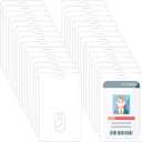 30 Pieces Vertical Badge Holder Heavy Duty Plastic ID Card Holder Transparent Protector Clear Badge Protector Cover Sleeve Protective Cover with Thumb Slot for Credit Card
