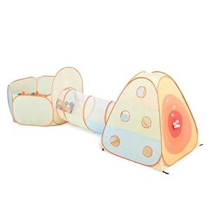 UTEX 6 in 1 Pop Up Play Tent with Tunnel, Ball Pit for Kids, Boys, Girls, Babies and Toddlers, Indoor/Outdoor Playhouse