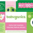Babyganics Size 4, 120 count, Absorbent, Breathable, Triple Dry Protection Diapers