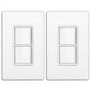 BESTTEN 2 Pack Double Rocker Light Switch, Two Single Pole Electrical Paddle Switch, 15A 120V, Dual in-Wall, Combination Interrupter, Screwless Wallplate Included, UL Listed, White