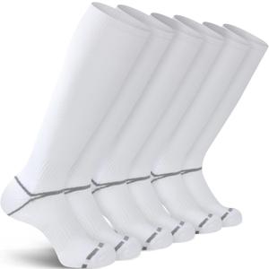 3 Pack Soccer Softball Baseball Socks Football Socks for Youth Men and Women (Medium, White)