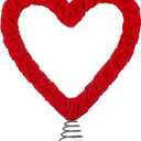 Valentines Tree Topper Velvet Heart Tree Topper for Valentine Treetop Red Heart Decorations for Home Wedding Holiday Party Supplies Gift (Red, 11.8 Inch, Velvet)