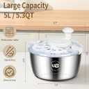 5.3 Qt Stainless Steel Salad Spinner, BOMANSI BOMS Large Salad Spinners Vegetable Spinner, Lettuce Spinner, Fruit Washer, Dishwasher Safe, 304 Stainless Steel Bowl & Basket, Beige