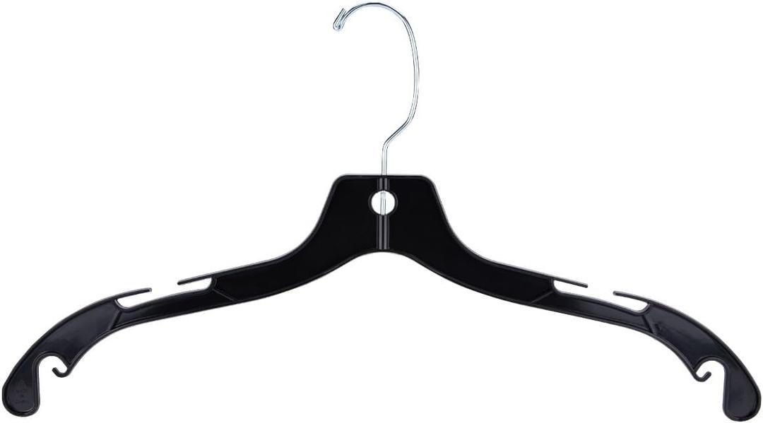 SSWBasics Dress Hangers - Set of 20 Black Plastic Hangers - 17 Inch - Durable Closet Organization Solution