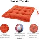 Set of 4 Square Chair Pads Indoor Seat Cushions Pillows with Ties Soft Comfortable Non Slip Chair Mat for Kitchen Dining Office Desk Living Room Outdoor Tatami 15.5" - Orange, 4Pack
