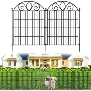 10 Panels No Dig Decorative Garden Fence Panel 28" H X 19.6' L Rustproof Metal Dog Fence Outdoor for Yard, Animal Barrier Fence for Pet, Garden Border, Patio, Flower Beds| Temporary Fencing