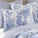 Levtex Home - Bennett Quilt Set - King/Cal King Quilt with Two King Pillow Shams - Floral Paisley - Blue and White - 106x92in and Pillow Sham Size 36x20in - Reversible - Cotton