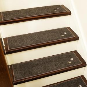 BEQHAUSE Stair Treads for Wooden Steps 28inX9in, Non Slip Carpet Stair Treads Indoor Stair Runners Machine Washable, Soft Stair Rugs Mat Surface Polyester TPE Backing, 4pcs, Brown
