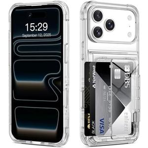 ACANDYA for iPhone 17 Pro Max Case Wallet Clear Protective Phone Case with Credit Card Holder Heavy Duty Protection Shockproof Anti-Scratch Anti-Yellow Cover for iPhone 17 Pro Max 6.9 inch Transparent