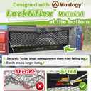 Muslogy Truck Bed Cargo Net Trunk Netting Compatible with 2015+ Ford F150 & 2017+ F250/F350/F450 (Snap-in Tie Down) Accessories, Pickup Cargo Organizer SUV Sedan Storage Net w/Heavy Duty Carabiners