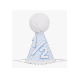 Blue White Gingham Birthday Hat