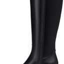 Athlefit Platform Knee High Boots for Women Round Toe Chunky Lug Sole Tall Boots with Side Zipper (9.5, Black)