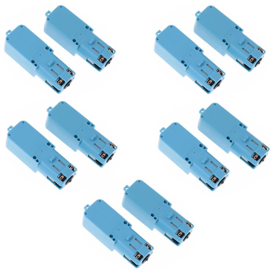 10 Pcs TT Gear Motor 1 : 90 Mini DC 6V Gear TT Motor with Metal Gears for Robot Smart Car DIY RC Toys Electric Motor Gearbox Blue