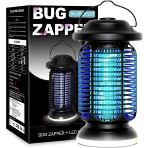 Bug Zapper Outdoor Indoor, Electric Fly Zapper Waterproof with LED Light, 18W Power & 4000V High-Voltage, Coverage Area of ​​1/2-1 Acre, 5.5ft Cord, Plug-in Mosquito Trap for Patio Backyard Garden