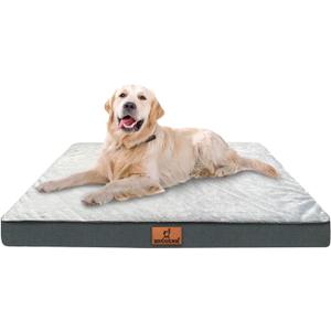 Orthopedic Dog Bed, Waterproof Dog Bed for Medium, Large and Extra Large Dogs, Egg Foam Pet Bed with Washable Removable Cover and Non-Slip Bottom, Grey L(36 x 27 x 3 inch)