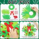 Hollowfly 48 Set Christmas Handprint Wreath Craft Kits DIY Paper Hand Print Wreath Hanging Ornaments Make Your Own Xmas Craft with Stickers for Christmas Home Party Favors School Classroom Activities