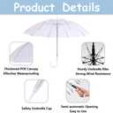 50 Pcs Wedding Clear Umbrella Bulk for Rain, Large Windproof Stick Umbrellas with White J-Hook Handle for Guests, Wedding Bride Groom Photography, Prom, Graduation, Golf, Parties, Transparent Umbrella