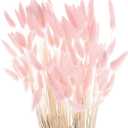 MECCANIXITY 120pcs Natural Rabbit Bunny Tails Dried Flowers 24" Mini Pampas Grass Lagurus Ovatus Bunch for Floral Wedding Decor Christmas, Pink