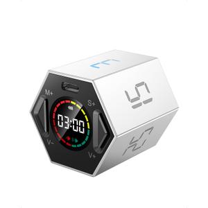 Ticktime Pomodoro Timer, Productivity Timer Cube, 3/5/10/15/25/30 Min Presets, Custom Countdown & Stopwatch 1s99m59s, Sound/Vibration/Silent, Magnetic, Rechargeable, for ADHD Study Work, Gray
