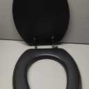 Soft Elongated Vinyl Toilet Seat, Black - 19 Inch Soft Vinyl Cover with Comfort Foam Cushioning - Fits All Elongated Size Fixtures - Easy to Install Fantasia by Achim Home Decor