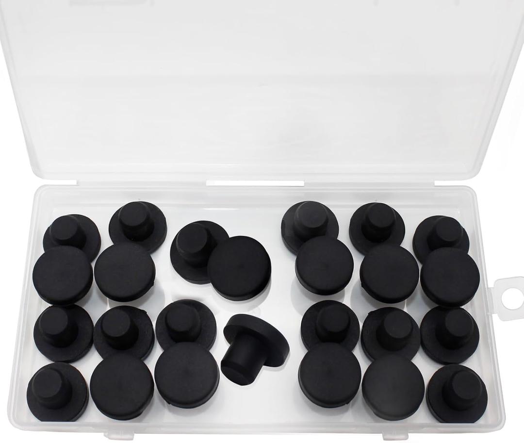 25 Pcs 3/8 In/10 mm Silicone Rubber Plug for Round Holes, Waterproof T Type Rubber Stoppers, Soft Flexible Bottle Seal Button Plugs Tube Pipe End Caps Inserts Bathtub Jet Covers, Black