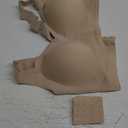 PoseFree Womens Seamless Wireless Supportive Bra Push Up Comfort Soft No Underwire Full Coverage T-Shirt Bra (Large, Nude)