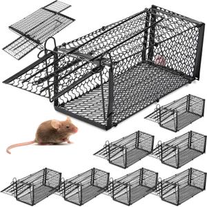 4 Pack Humane Rat Traps, Foldable Live Animal Cage for Mouse Chipmunks and Squirrels, Reusable Wire Mesh Rodent Traps for Catch & Release, Indoor & Outdoor (9.45 x 4.1 x 4.1 Inches,Black)