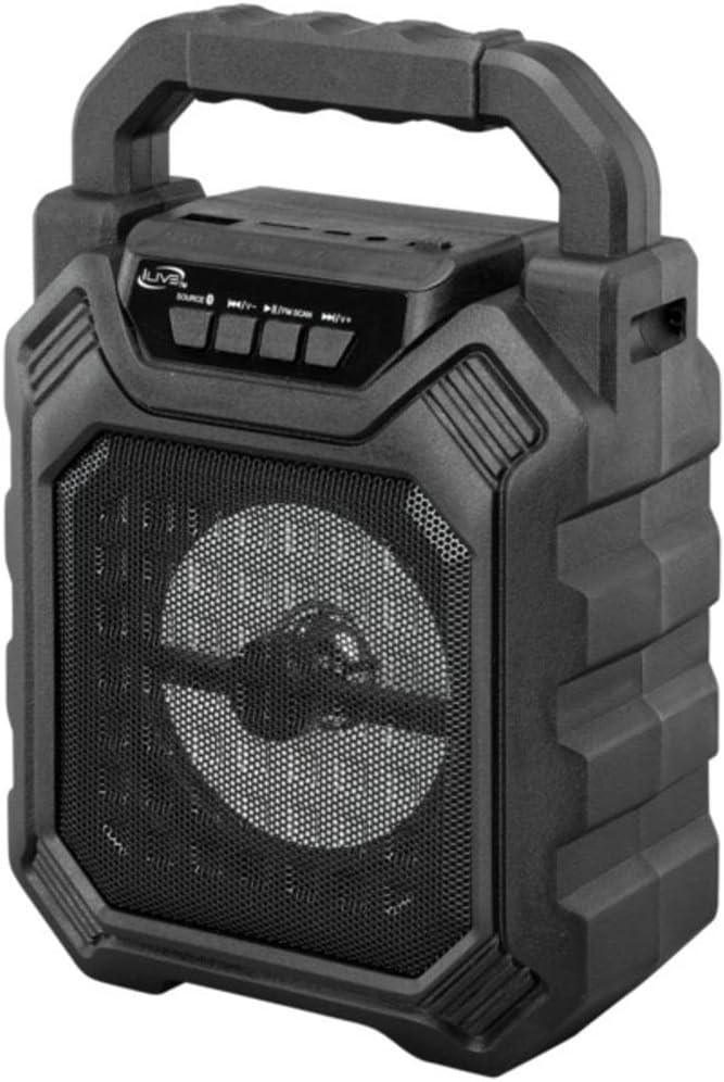 iLive Electronics ISB199B Wireless Tailgate Party Speaker, with LED Light Effects and Built-in Rechargeable Battery, Black