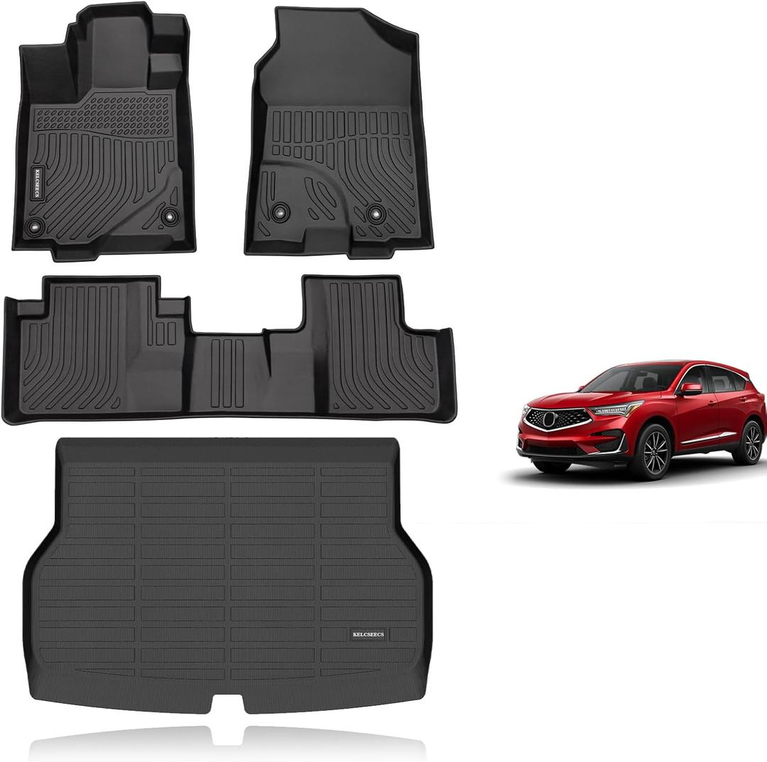 KELCSEECS Floor Mats & Cargo Liner Custom for Acura RDX 2016 2017 2018,All Weather Protection TPE Floor Liners Front& Rear Row Full Set RDX Accessories Black