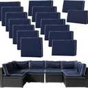 14Pieces Patio Cushion Covers Replacement,Outdoor Couch Cushions Covers Waterproof Furniture Cushion Covers Slipcovers Set with Zippers,Cover Only(Blue+White,25.625.63.94inches)