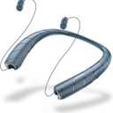 Gardway Bluetooth Headphones Speaker 2 in 1Neckband Bluetooth Headphones with Retractable Earbuds, 3D Stereo Sound Sweatproof Headset Wearable Speaker (Blue), BBH-938