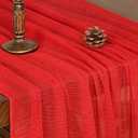 6 Pack Red Christmas Cheesecloth Table Runner 120 Inch Rustic Boho Cheese Cloth 10Ft Sheer Gauze Table Runner for Wedding Decor Birthday Baby Shower Holiday Party Home Decorations