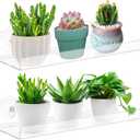2-Pack 15 Inch Window Plant Shelves - Acrylic Suction Cup Sill Extender for Succulents, Herb Planters, Micro Greens, Bathroom Organizer, Display Stand & Cosmetics Storage | Space-Saving (15IN-2 Pack)