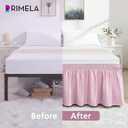 RIMELA Baby Purple Skirt Queen Size 15 Inch Drop, Elastic Bed Skirting for Bed Base and Frame, Bedding Dust Ruffle Easy to Install, Lightweight Wrap Around Adjustable Bedskirt