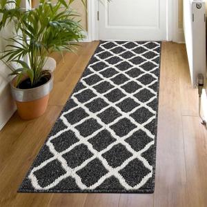 SHACOS Washable Runner Rug 2x6 ft Non Slip Entryway Kitchen Runner Rug Long Door Mats Rubber Backing Carpet Runners for Hallway Garage Laundry Room, Black