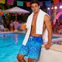 westwolf Men's Swim Trunks with Compression Liner 9" Quick Dry Board Shorts (XX-Large, F Blue White)