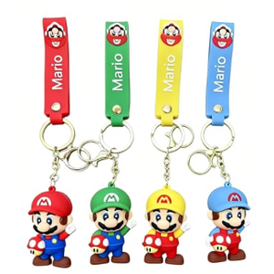 2 x Nuahyaz 4Pcs Cute Keychains, Super Brothers Keychain, Cartoon Bag Charms Car Keys, Party Favors for Boys and Girls