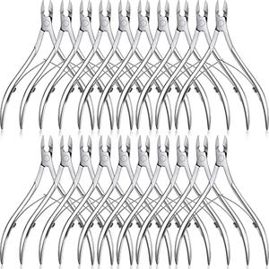 Chumia 20 Pcs Cuticle Trimmer Stainless Steel Cuticle Nippers, Nail Edge Cutter Clippers Dead Skin Trimmer Pointed Pedicure Manicure Nipper Remover Care Tools Bulk for Fingernails Toenails(Silver)