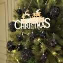 Syhood 12 Pcs Christmas Ball Ornaments Glitter Pinecone Balls Xmas Tree Decoration Hanging Pinecone Ornaments Rustic Pine Cones for Xmas Winter Party Holiday Wedding Home Decorations(Black)