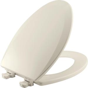 Bemis 1500EC Durable Wood Toilet Seat with Easy Clean Hinges, Made in USA, Elongated, Biscuit