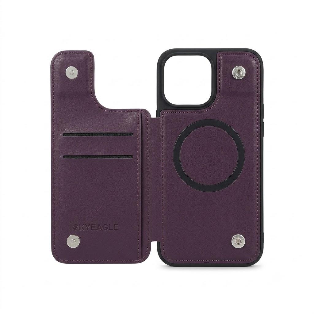 SkyEagle for iPhone 13 Pro Max Wallet Case with Card Holder Compatible with Magsafe Kickstand RFID Blocking Flip Cover Credit Card Slots PU Leather Men Women Phone Case for Apple 13 ProMax,Purple