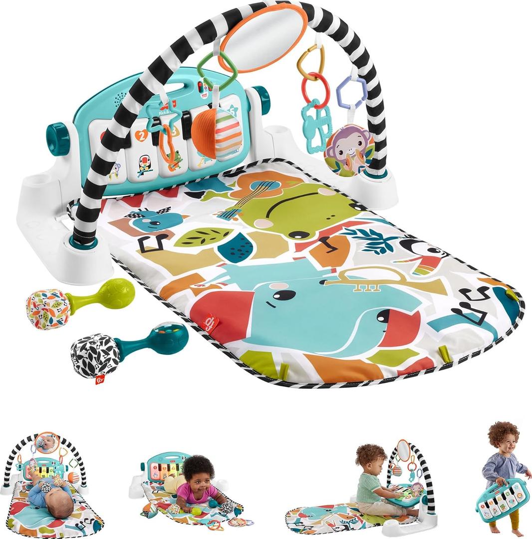 Fisher-Price Glow and Grow Kick & Play Piano Gym, Blue, Ages 0+ Months