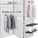 Heavy Duty Gridwall Display Panels – Black Grid Display Wall for Retail Stores, Trade Shows, Garage & Home Organization, Durable Load-Bearing Grid Panels