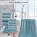 18 Piece Bath Towels Set,Soft Family Bathroom Towel Set with Hanging Loops-6 Bath Towels,6 Hand Towels,6 Washcloths,Highly Absorbent Quick Dry Shower Towel for Bathroom,Hotel,Spa-Turquoise Towel Set
