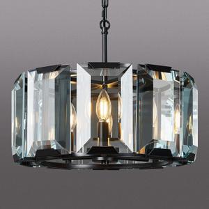 Black Modern Crystal Chandeliers Round Farmhouse Pendant Light Semi Flush Mount Ceiling Light Fixture for Bedroom Dining Room Kitchen Island Living Room Foyer Hallway(6-Light) (Round-17.71in)