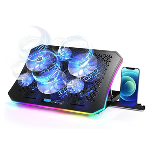KeiBn Upgarde Laptop Cooling Pad, RGB Lights Laptop Cooler 6 Fans for 15.6-17.3 Inch Laptops, 7 Height Stands, 10 Modes Light, 2 USB Ports, Desk or Lap Use (A8, Blue)