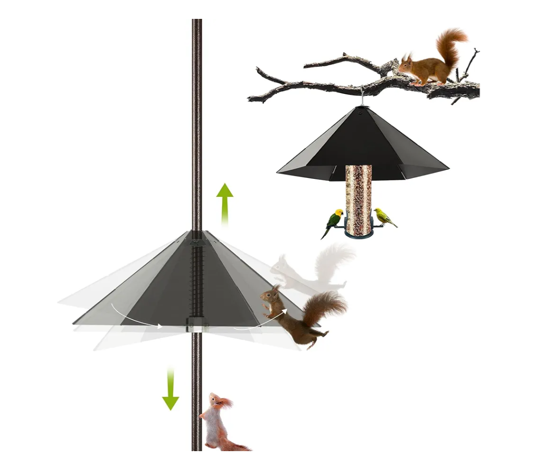 Widened 19" Metal Squirrel Baffle for Bird Feeder Poles - Outside Baffle Guard, Weatherproof Outdoor Squirrel Proof Protector with Matte Black Finish (1 Pack)