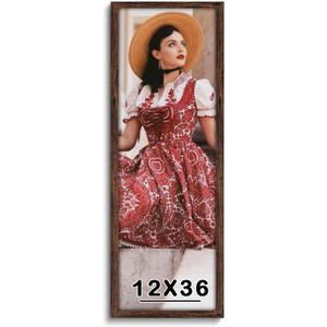 Dark Brown 12x36 Frame -Single Frame - Rustic Woodgrain 12 x 36 Poster Frame with Plexiglass for Wall Gallery Display, 12x36 Picture Frame for Puzzle, Artwork, Photo and Poster - Ideal Christmas Day