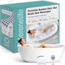 Portable Spa Bubble Bath Massager - Thermal Spa Waterproof Non-slip Mat with Suction Cup Bottom, Motorized Air Pump & Adjustable Bubble Settings - Remote Control Included - Serenelife PHSPAMT22